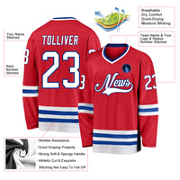 Custom Hockey Jersey - Red White-Royal