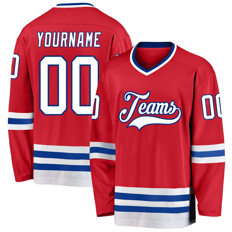 Custom Hockey Jersey - Red White-Royal