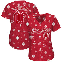 Custom Baseball Jersey - Red Red-White Christmas 3D Authentic