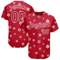 Custom Baseball Jersey - Red Red-White Christmas 3D Authentic