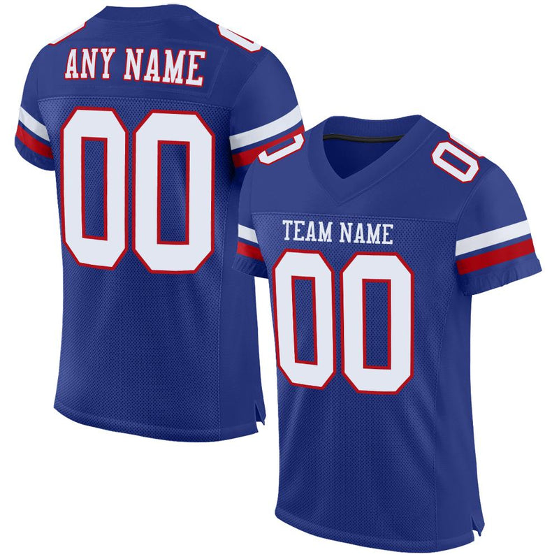 Custom Football Jersey - Royal White-Red Mesh Authentic