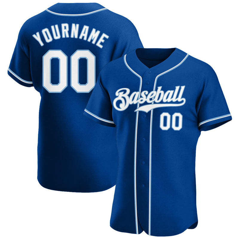 Custom Baseball Jersey - Royal White-Light Blue Authentic