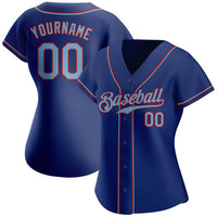Custom Baseball Jersey - Royal Light Blue-Red Authentic