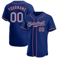 Custom Baseball Jersey - Royal Light Blue-Red Authentic