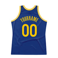Custom Basketball Jersey - Royal Gold-White Authentic Throwback