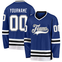 Custom Hockey Jersey - Royal White-Black
