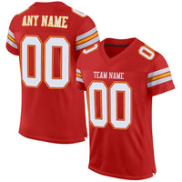 Custom Football Jersey - Scarlet White-Gold Mesh Authentic