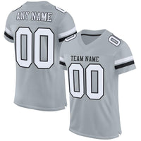 Custom Football Jersey - Silver White-Black Mesh Authentic