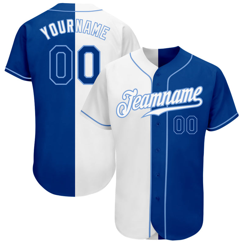 Custom Baseball Jersey - White Royal-Light Blue Authentic Split Fashion