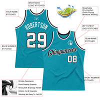 Custom Basketball Jersey - Teal White-Black Authentic Throwback