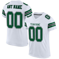 Custom Football Jersey - White Grass Green-Black Mesh Authentic