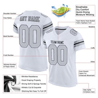Custom Football Jersey - White Silver-Black Mesh Authentic