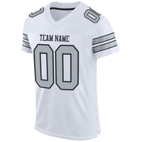 Custom Football Jersey - White Silver-Black Mesh Authentic
