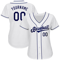 Custom Baseball Jersey - White Navy Authentic