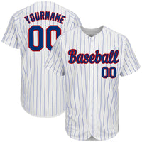 Custom Baseball Jersey - White Royal Pinstripe Royal-Red Authentic