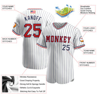 Custom Baseball Jersey - White Navy Pinstripe Red-Navy Authentic American Flag Fashion