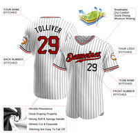 Custom Baseball Jersey - White Black Pinstripe Red-Black Authentic