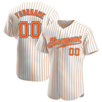 Custom Baseball Jersey - White Orange Pinstripe Orange-Black Authentic