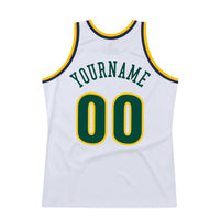 Custom Basketball Jersey - White Hunter Green-Gold Authentic Throwback