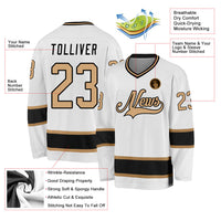 Custom Hockey Jersey - White Old Gold-Black